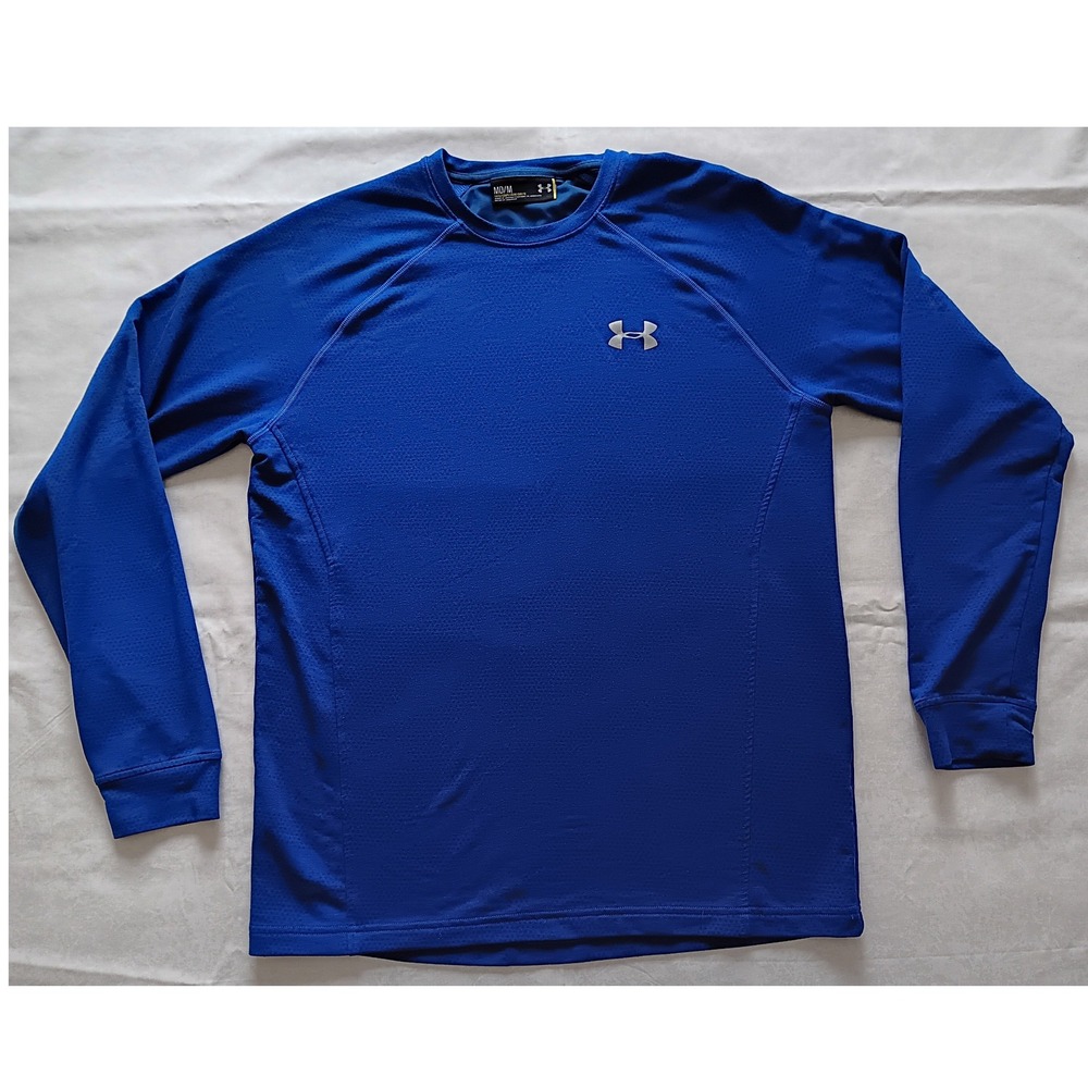 Under Armour Mens Medium Royal Blue Long Sleeve Performance Shirt Loose Fit Logo